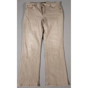 Lauren Ralph Lauren Jeans Women 14 Tan Straight Leg Mid Rise Stretch Denim